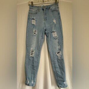 Wax Jeans Mom Light Wash Distressed Sz 5 Sz 27